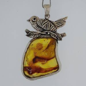 Sterling Silver One of a Kind Amber Necklace